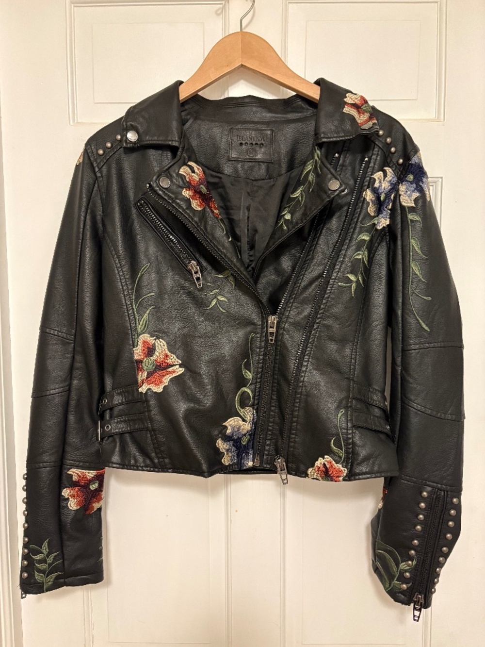 Faux leather Biker Jacket with embroidery